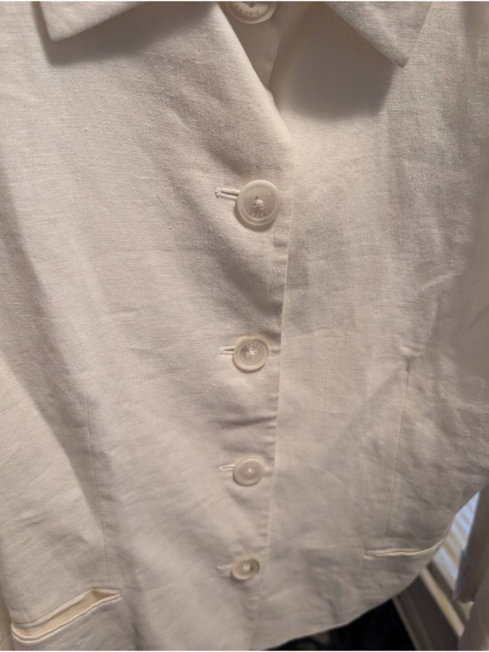 Lauren Ralph Lauren Women’s Size 8 Ivory Linen Blazer Jacket Button Front - Picture 3 of 9